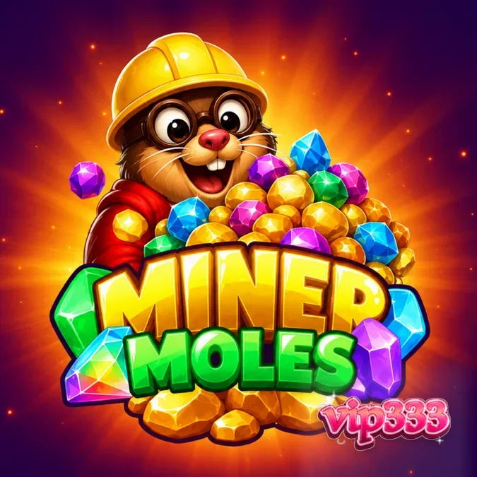 Tampilan grid 6x6 pada slot Miner Moles dengan tema tambang kartun